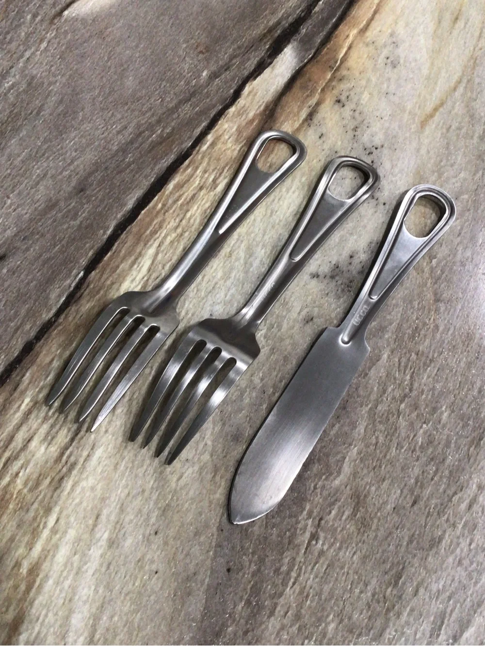 Vintage U.S. Military UCCO SKO Co Mess Kit Forks Knife 3 Pc WWII Vietnam Camp